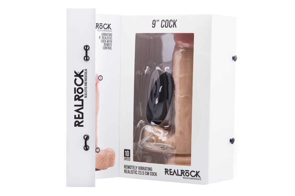 REAL ROCK VIBRATING REALISTIC COCK 22.8cm 9" w/ SCROTUM 