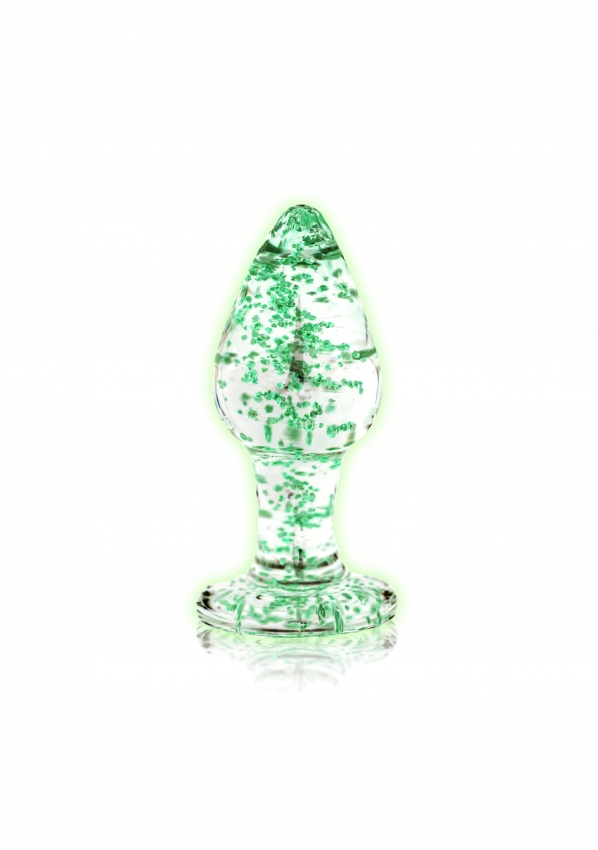 OUCH! GLOW IN THE DARK GLASS BUTT PLUG LARGE