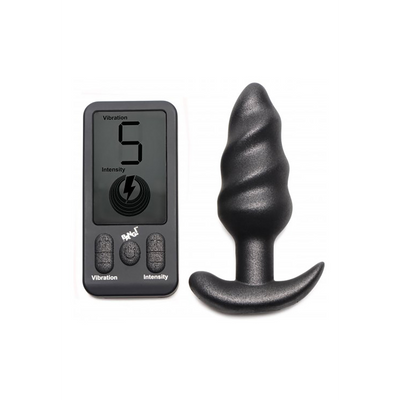 XR VIBRATING SILICONE SWIRL PLUG W/ REMOTE 25 SPEED