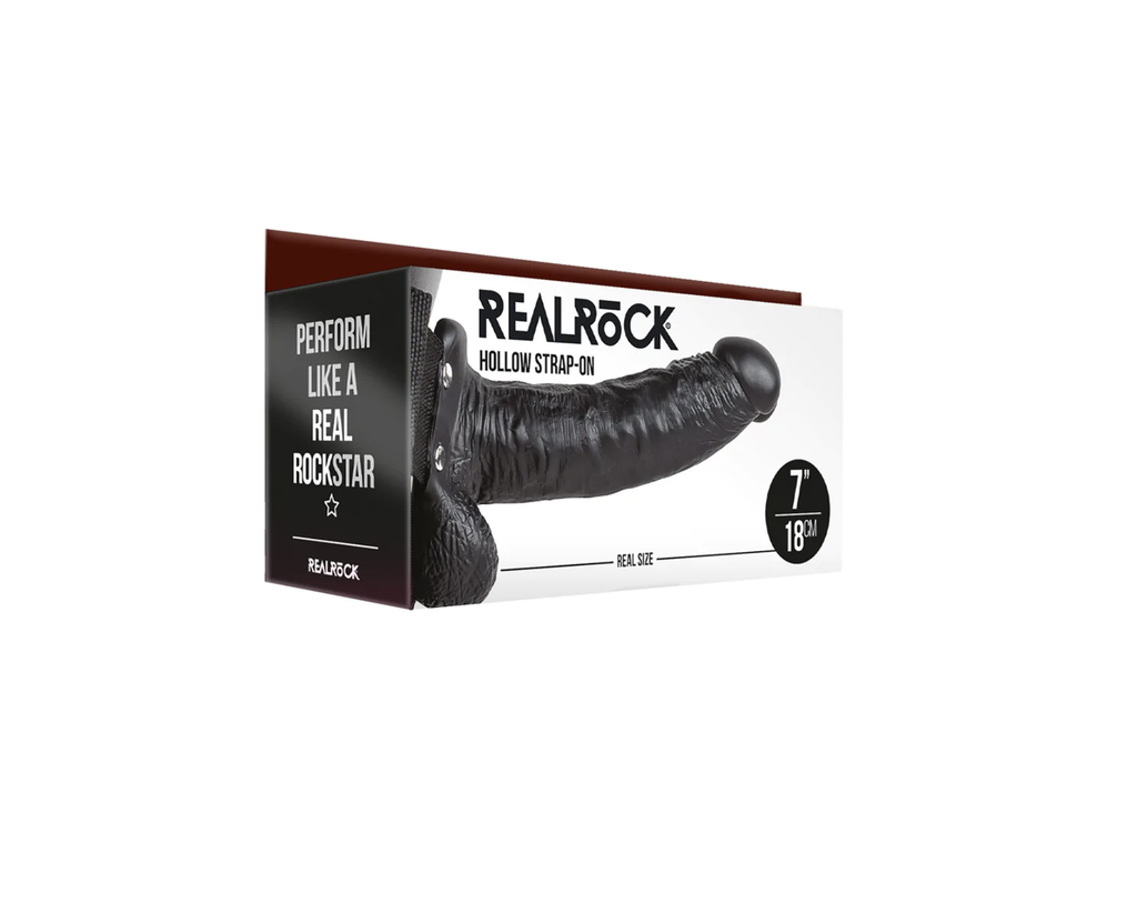 REAL ROCK HOLLOW STRAP ON W/ BALLS 18cm