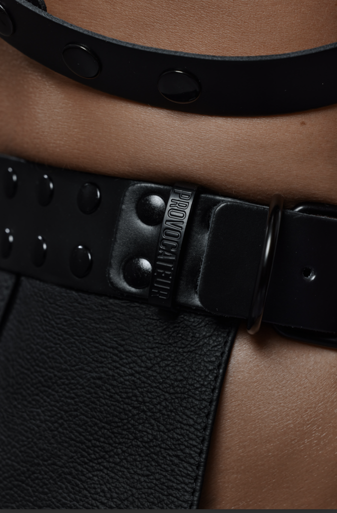 PROVOCATEUR LEATHER GLADIATOR SKIRT RUSSELL