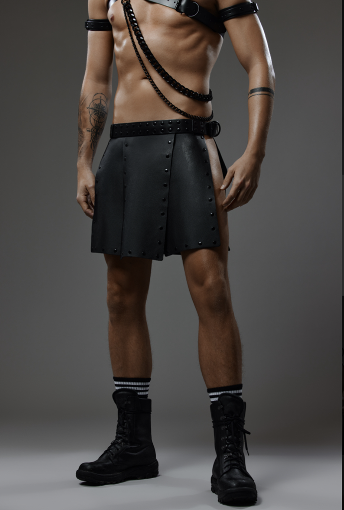 PROVOCATEUR LEATHER GLADIATOR SKIRT TROY
