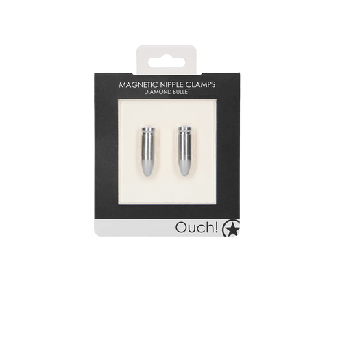 [OU527BLK] OUCH MAGNETIC NIPPLE CLAMPS DIAMOND BULLET