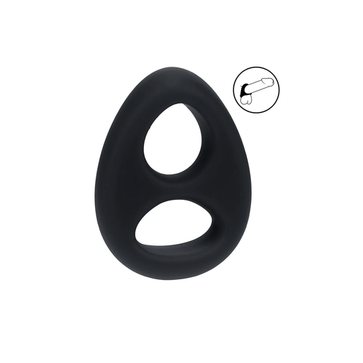[LVL01-0034BLK] LEVELZ BY SHOTS - DOUBLE LIQUID SILICONE COCK AND BALL RING