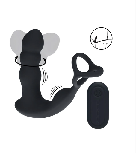[LVL03-0044BLK] LEVELZ BY SHOTS - DUAL VIBRATING ROTATING HEAD PLUG WITH REMOTE