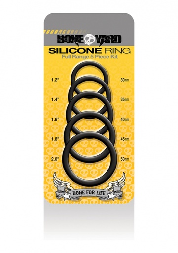[BY0100] BONEYARD SILICONE 5 PIECE COCK RING SET